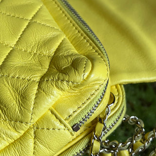 CHANEL New Mini Flap Yellow Quilted Lambskin Leather Shoulder Bag