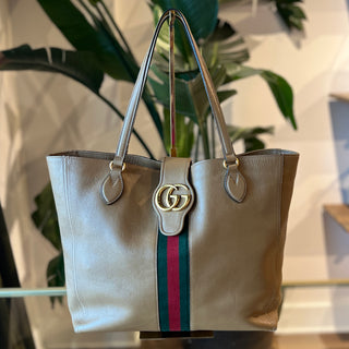 GUCCI Dahlia Medium Khaki Calfskin Tote Bag
