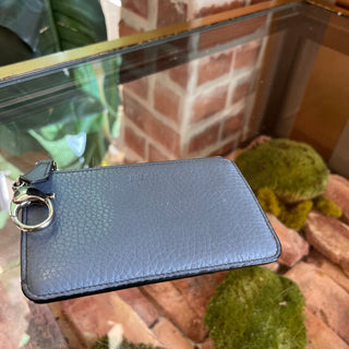 FENDI Gray Leather Card Holder Key Ring
