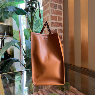 FENDI Sunshine Shopper Large Brown Smooth Calfskin Embossed Leather Tote