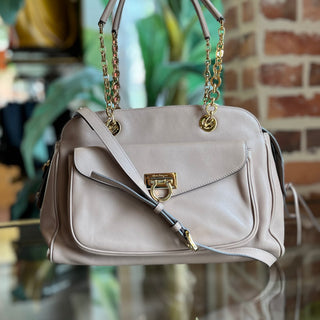 SALVATORE FERRAGAMO Aline Nude Pink Smooth Leather Shoulder Bag