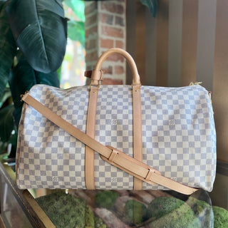 LOUIS VUITTON  Keepall Bandouliere 55 Damier Azur Canvas Duffle Bag