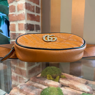 GUCCI GG Marmont Matelasse Brown Calfskin Belt Bag