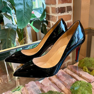 CHRISTIAN LOUBOUTIN Black Pigalle 85MM Patent Leather Pump SZ 40