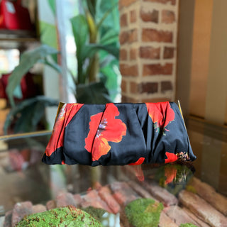 DOLCE&GABBANA Black Floral Satin Clutch