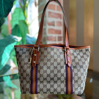 GUCCI Jolicoeur Medium Orange Beige Original Monogram Canvas Tote Bag