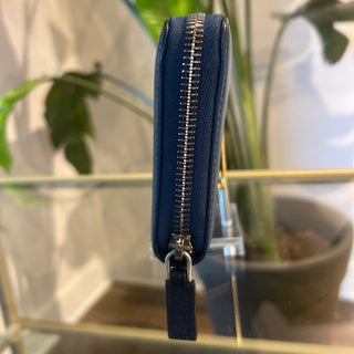 PRADA Blue Saffiano Long Zip Wallet
