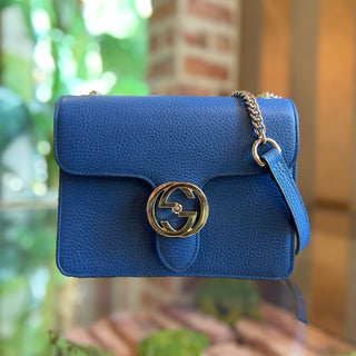 GUCCI Dollar Small GG Interlocking Blue Caspian Crossbody