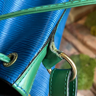 LOUIS VUITTON Noe Green Blue Epi Leather Vintage Bucket Bag