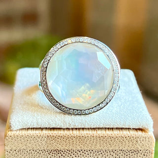 IPPOLITA Lollipop Mini 925 Sterling Silver Diamond Mother of Pearl Ring SZ8