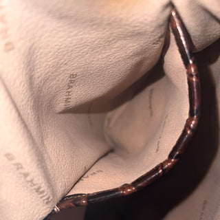 BRAHMIN Amelia Bucket Dark Brown Melbourne Croc Embossed Leather Bucket Bag