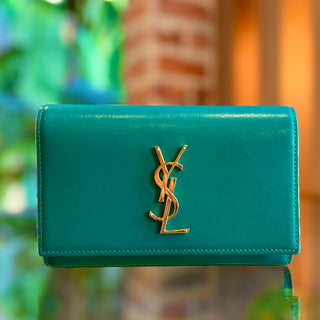 SAINT LAURENT Kate Green Smooth Calfskin Monogram Belt Bag