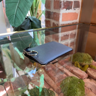 FENDI Gray Leather Card Holder Key Ring