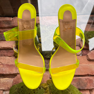 LOUBOUTIN Neon Yellow PVC Ovida Clear Sandal Heels SZ 41 (US 11)