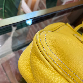 CELINE Buckle Yellow Grained Leather Shoulder Bag