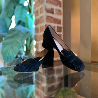 GUCCI Kid Scamosciato Black Suede Kitten Heels SZ 39.5 (US 9.5)