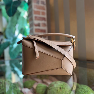 LOEWE Puzzle Edge Small Toffee Soft Grained Calfskin Top Handle Bag