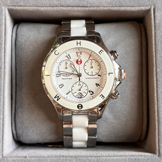 MICHELE Tahitian White Silver Stainless Steel Watch