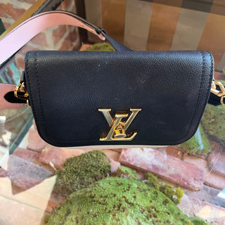 LOUIS VUITTON Lockme Black White Grained Calfskin Crossbody