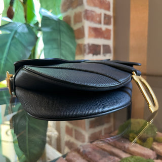 Dior Navy Blue Grained Calfskin Leather Saddle Bag