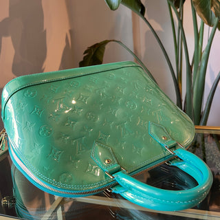 LOUIS VUITTON Monogram Vernis Alma Turquoise PM