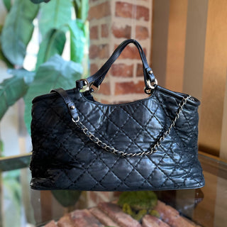 CHANEL Sea Hit Black Iridescent Calfskin Quilted Tote