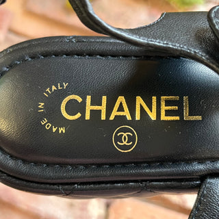 CHANEL Black Quilted Leather Platform Sandals SZ 39 (US 9)