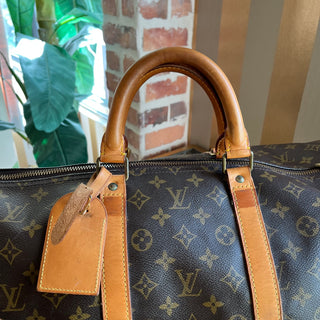 LOUIS VUITTON Keepall Bandouliere 55 Monogram Brown Canvas Duffel