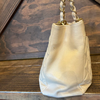 CHANEL GST Grand Shopper Beige Caviar Leather Quilted Tote