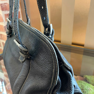 PRADA Vintage Vitello Daino Black Leather Shoulder Bag