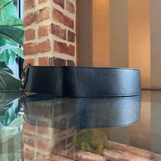 DIOR Wide Black Leather Peace Sign Belt SZ 90