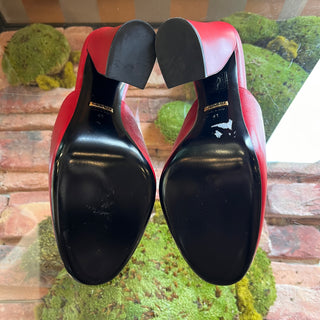 GUCCI Red Leather Horsebit Princetown Heeled Mules SZ 41 (US 11)