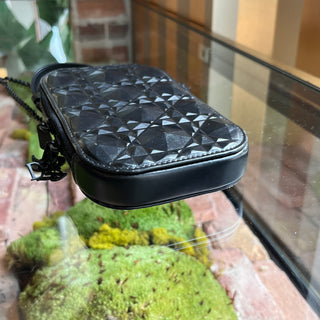 DIOR Lady Dior Call in Black Calfskin Cannage Diamond Phone Crossbody