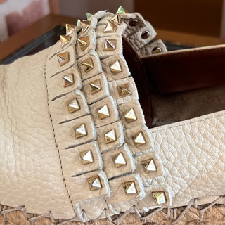 VALENTINO Cream Leather Rockstud Espadrilles SZ 35 (US 5)