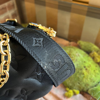 LOUIS VUITTON Wallet On Strap Black Bubblegram Quilted Calfskin Leather Crossbody