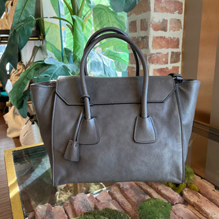 PRADA Sound Bamboo Grey Glace Calfskin Two Way Tote TS3854