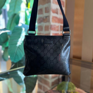 GUCCI GG Crystal Navy Blue Canvas Vintage Crossbody Bag