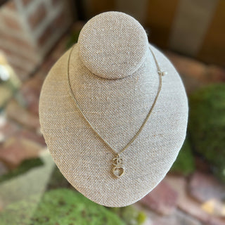 CHANEL Faux Pearl & Strass CC Heart Pendant