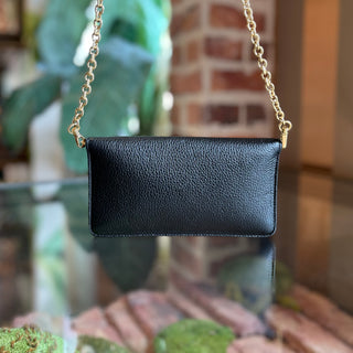 PRADA Small Vitello Daino Black Wallet On Chain Crossbody Bag