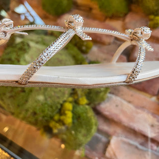 RENE CAOVILLA Light Pink Leather Crystal Sandals SZ 39 (US 9)