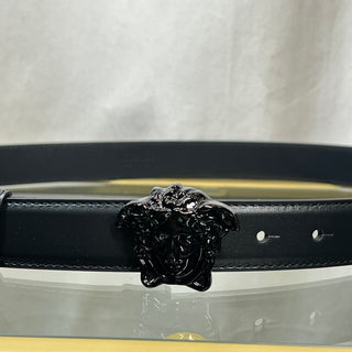 VERSACE Black Leather Medusa Buckle Belt 95/38(L/XL)