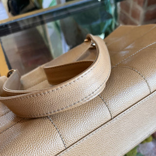 CHANEL Chocolate Bar Beige Caviar Leather Bag Tote