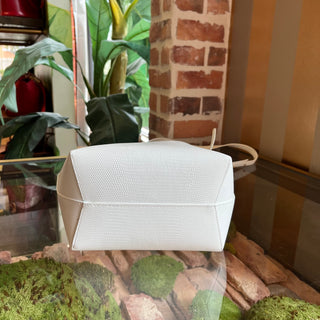 MANSUR GAVRIEL White Leather Mini Bucket Bag