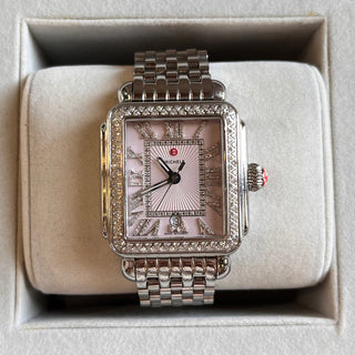 MICHELE White Silver Sapphire Crystal Stainless Steel Watch