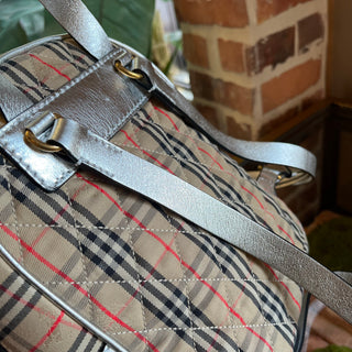 BURBERRY 1983 Knight Check Link Silver Smooth Calfskin Backpack
