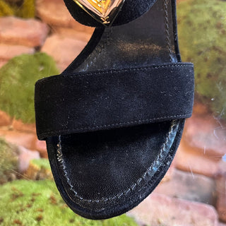 LOUIS VUITTON Suede V Logo Platform Sandals SZ 37 (US 7)