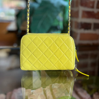 CHANEL New Mini Flap Yellow Quilted Lambskin Leather Shoulder Bag