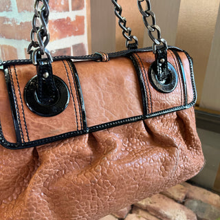 FENDI B Bag Osso Tan Nappa Patent Shoulder Bag