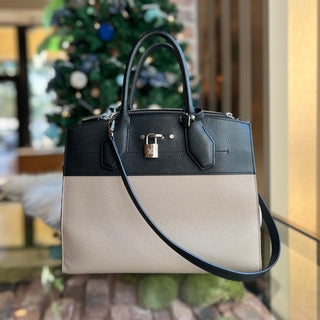 LOUIS VUITTON City Steamer MM Beige Black Two-Tone Tote
