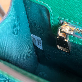 TORY BURCH Green Saffiano Leather Crossbody